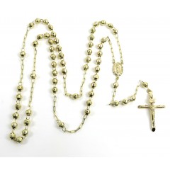 14k Yellow Gold Diamond Cut Rosary 24 Inch 3.8mm