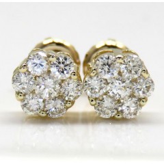 6.50mm 0.75ct 14k Yellow, White, Rose Gold Round Cluster Diamond Studs