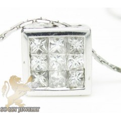 0.35ct 14k White Gold Princess Diamond Necklace Pendant