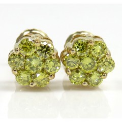 0.75ct 6mm 14k Yellow Gold Diamond Canary Cluster Studs