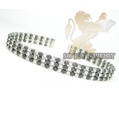 Ladies 14k Black & White Gold Fancy 3 Row Bangle Bracelet