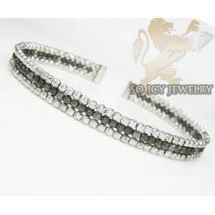 Ladies 14k Black & White Gold Fancy 3 Row Bangle Bracelet