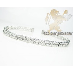 Ladies 14k White Gold Fancy 2 Row Bangle Bracelet