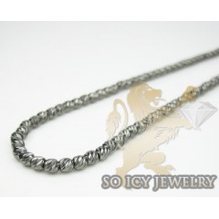Ladies 14k Black Gold Diamond Cut Bead Necklace 2.2mm 30 Inch