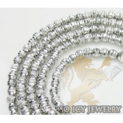 Ladies 14k White Gold Diamond Cut Bead Necklace 2mm 16-22 Inch
