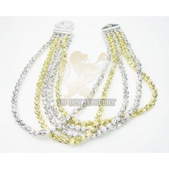 5 Row 14k Two Tone Diamond Cut Bead Italian Gold Bracelet