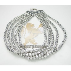 5 Row 14k White Diamond Cut Bead Italian Gold Bracelet