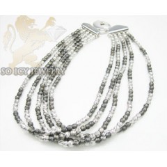 5 Row 14k Black & White Gold  Diamond Cut Bead Italian Gold Bracelet