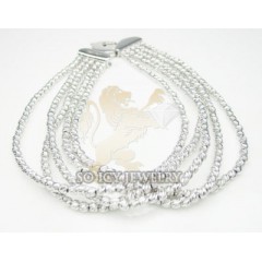 5 Row 14k White Diamond Cut Bead Italian Gold Bracelet