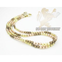 2 Row 14k Chocolate & Pink Bead Diamond Cut Italian Gold Bracelet
