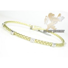 14k Yellow Gold Basket Weave Round Diamond Bracelet