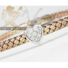 14k Rose Gold Basket Weave Diamond Heart Bracelet