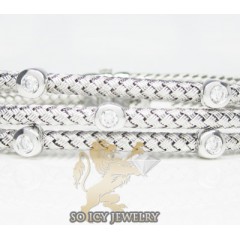 14k White Gold Basket Weave Round Diamond Bracelet