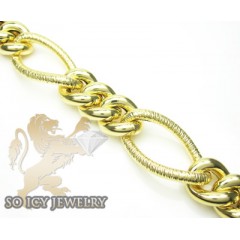 14k Yellow Gold Diamond Cut Xl Figaro Link Bracelet 12mm