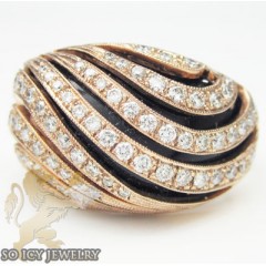 Ladies 18k Rose Gold Round Diamond Black Onyx Swirl Ring 0.85ct