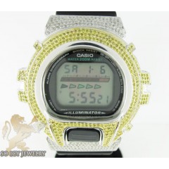 Mens diamond canary g-shock watch 4.00ct