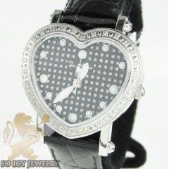 Ladies Joe Rodeo Diamond Watch Black Mini Heart 0.27ct