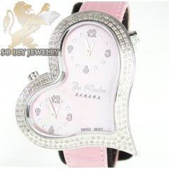 Ladies Joe Rodeo Diamond Watch Pink Sahara Heart 1.40ct