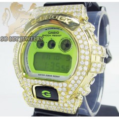 Mens 10k yellow gold g-shock diamond watch 7.00ct
