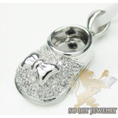Diamond Baby Shoe Pendant 14k White Gold 0.16ct