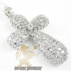 Ladies 18k White Gold Diamond Pave Cluster Cross 1.07ct