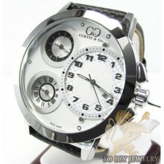 Curtis & Co White Stainless Steel Mens Watch 3 Time Zone