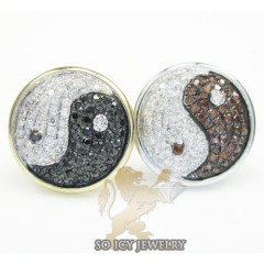 14k Yellow Gold Diamond Pave Yin Yang Earrings 0.70ct