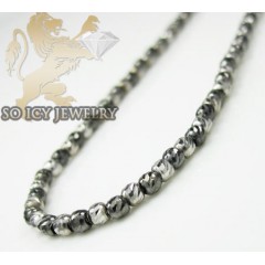 14k White & Black Gold Diamond Cut Bead Chain 18-24 Inch 2mm