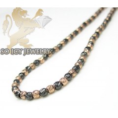 14k Rose & Black Gold Diamond Cut Bead Chain 16-24 Inch 2mm