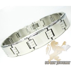 White stainless steel square link bracelet