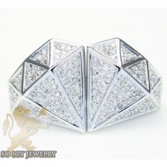 Round Diamond Earrings 10k White Gold Mens 0.60ct