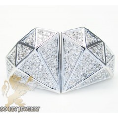 Round Diamond Earrings 10k White Gold Mens 0.60ct