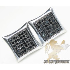 Black Diamond 5x5 Row Kite Shape Earrings 10k White Gold 0.40ct
