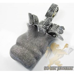 Mens 10k Black Gold Diamond Money Bag Pendant 2.00ct