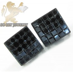 10k black gold diamond princess earrings 2.00ct