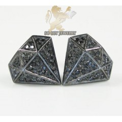 10k black gold diamond pave diamond earrings 0.35ct