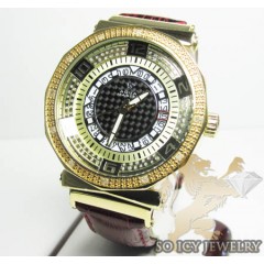 Womens Aqua Master Genuine Diamond Yellow Carbon Watch 0.20ct
