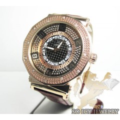 Mens Aqua Master Genuine Diamond Rose Carbon Watch 0.20ct