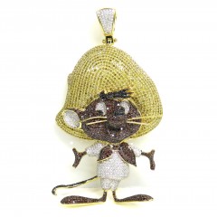 10k Yellow Gold Diamond Speedy Gonzales Pendant 11.25ct