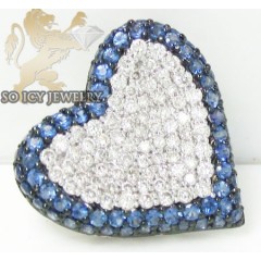 Blue sapphire heart pendant 18k white gold 1.65ct