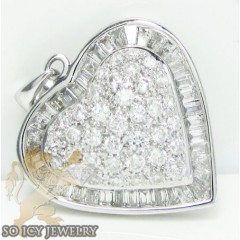 Ladies 18k White Gold Baguette Diamond Heart Pendant 0.70ct