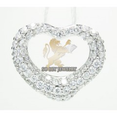 Ladies 18k white gold diamond heart pendant 0.67ct