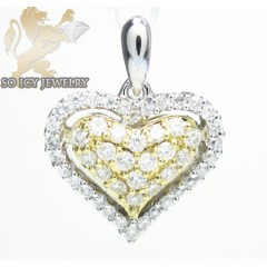18k Two Tone Gold Mini Diamond Heart Pendant 0.44ct