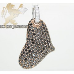 Ladies 14k Rose Gold Black Diamond Heart Pendant 2.34ct