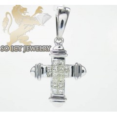 Ladies 14k White Gold Diamond Princess Invisible Cross 0.75ct