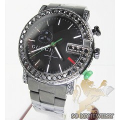 Black Diamond Gucci G Watch Black Stainless Steel 4.75 Ct