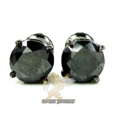 14k Solid Black Gold Black Round Diamond Studs 2.00ct