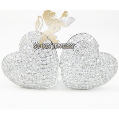 Ladies 10k White Gold Diamond Pave Heart Earrings 1.50ct