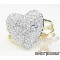 Ladies 14k Yellow Gold Diamond Heart Ring 0.50ct