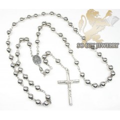 .925 silver rosary italy necklace 36.25 inches 7mm